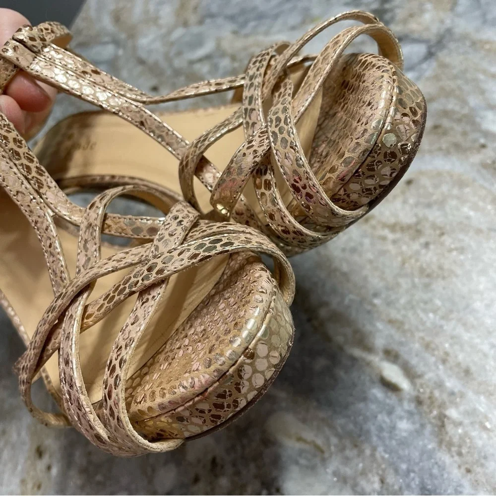 Kate Spade Gold Snakeskin Heel Sandals Women’s 7.5 B